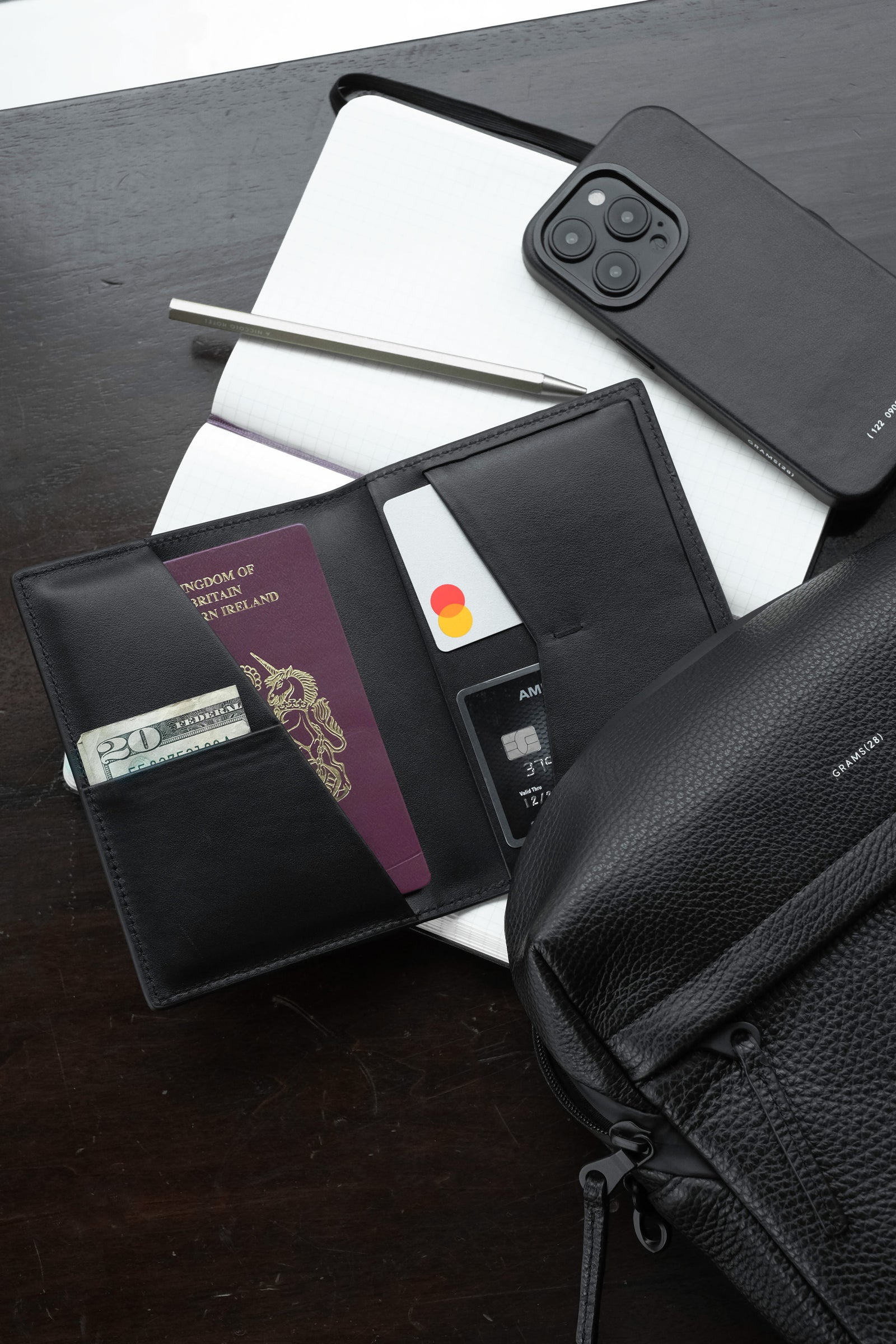 Black Travel Wallet - Passport Wallet For Traveling