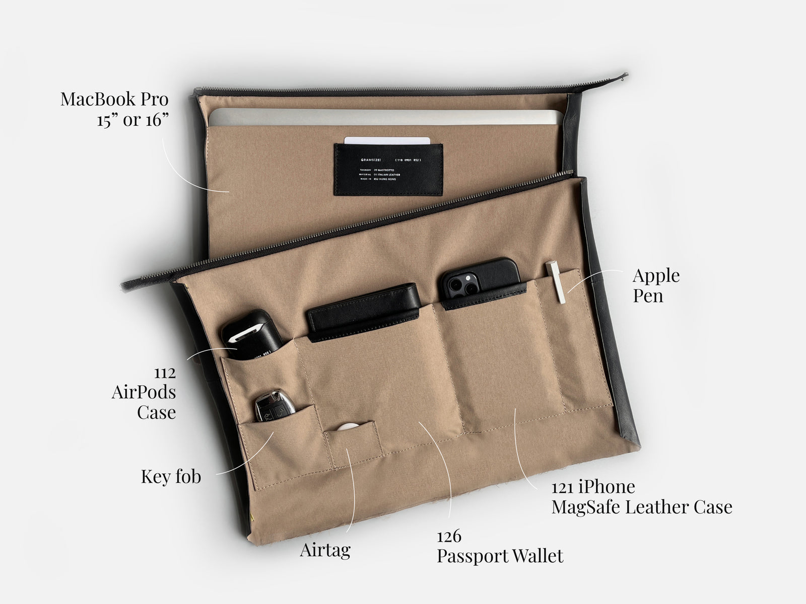 Laptop Portfolio Organizer Case for Surface Book 2 /MacBook Pro 15 inch,  MacBook Laptop Folio Case with Organizer Pocket